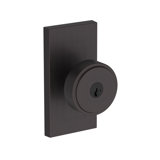 Vashon Keyed Entry Knob with Contemporary 5in Rose in Lifetime (PVD) Satin Brass