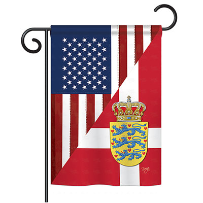 Drapeau de jardin américain et danois en polyester 18 po x 13 po