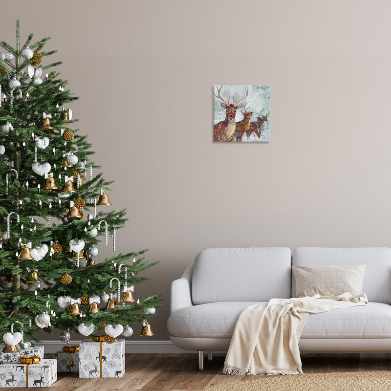 «Winter Reindeer Holiday Landscape» par Ruane Manning, H 17 po x l 17 po x P 1,5 po