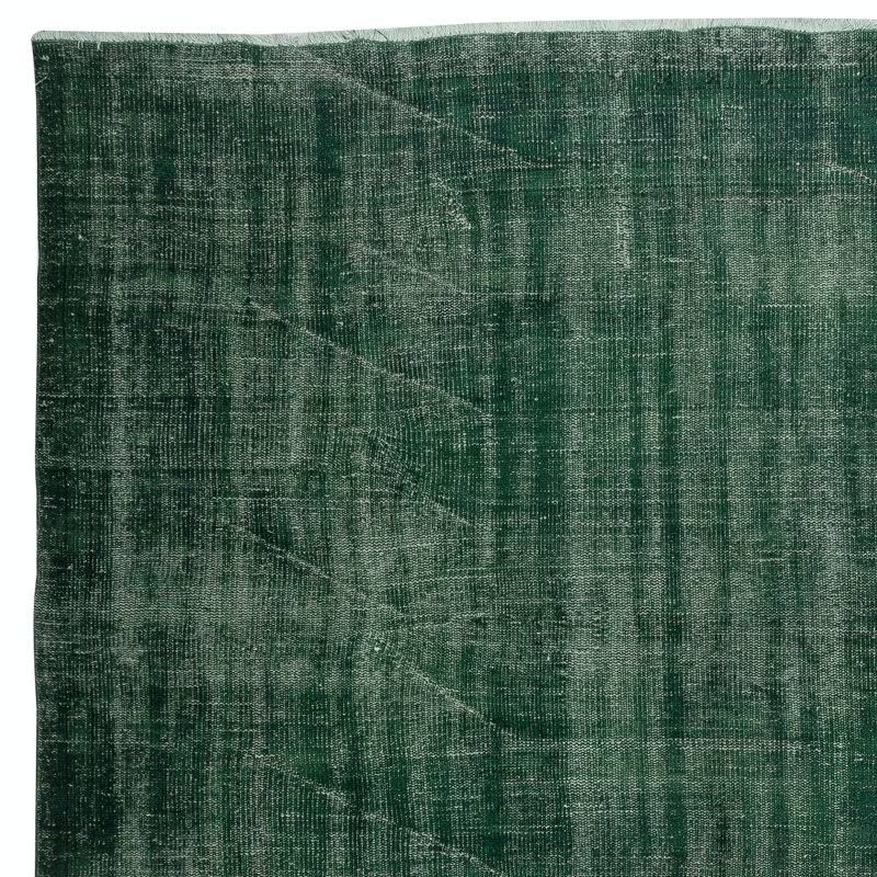 Tapis turc moderne fait à la main vert foncé 8 x 11,3 pi