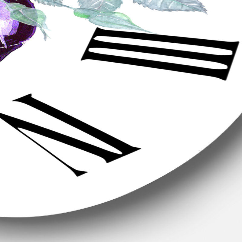 Chaussure stiletto mauve foncé avec des roses violettes roses - Horloge murale traditionnelle, Grand