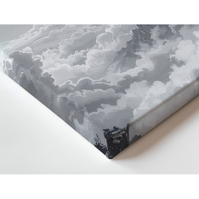 Toile solitaire avec dragon monochrome, H 9 po x l 12 po