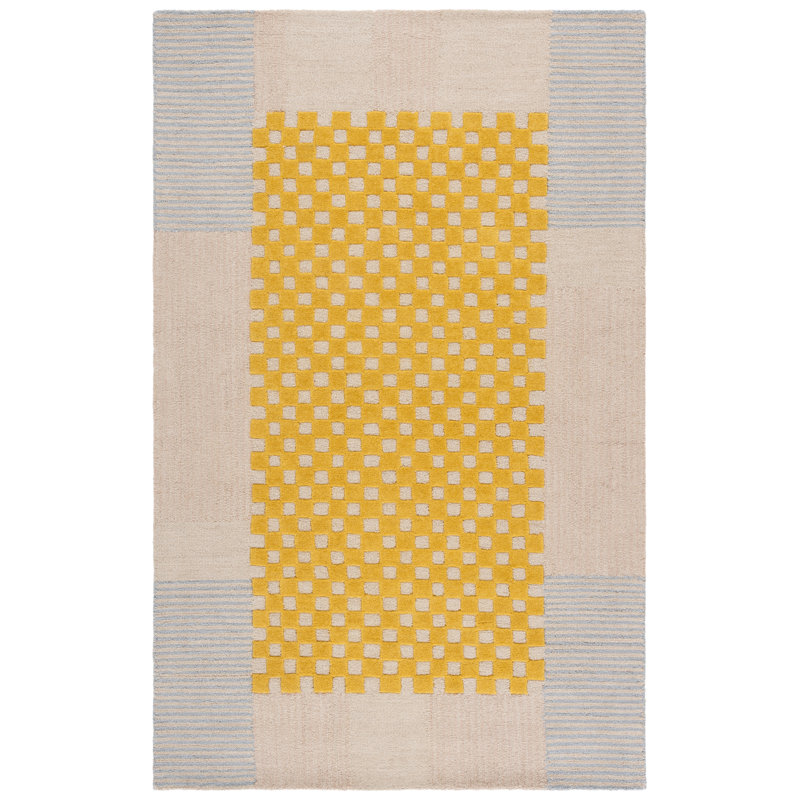 Genre 207 Checkered Hand Tufted 85% Wool; 15% Cotton Geometric Shapes Rug, Rectangle 6' x 9'