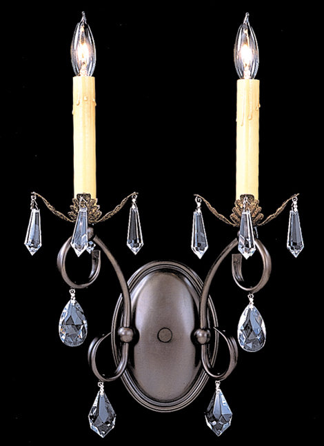 Lampe murale bougie 2 lumières Mallie, Bronze acajou