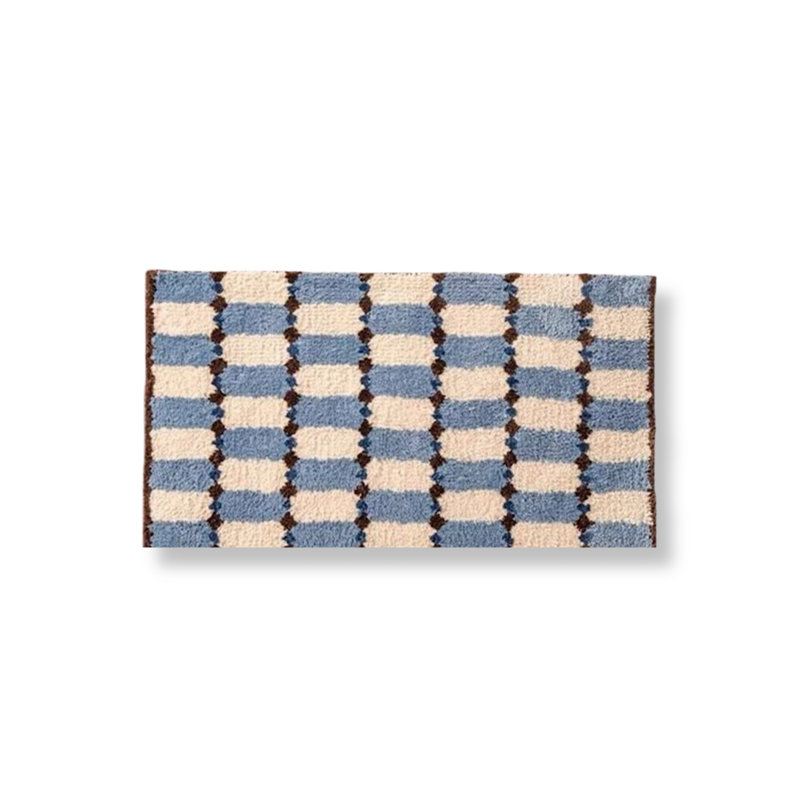 Tapis pour salle de bain Retro Checker, Bleu