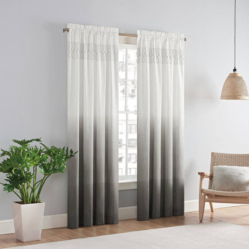 Signature Arashi Fashion Ombre Window  Curtain, 52 Inches Wide x 84 Inches Long, Single Window Curtain Panel, Grey, Gray