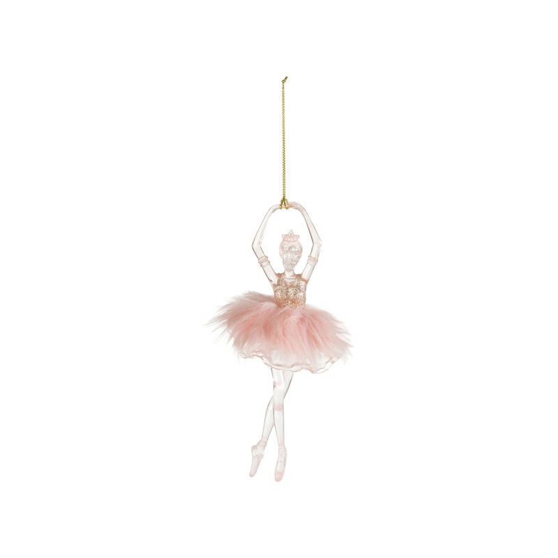 Ornement ballerine rose à plumes