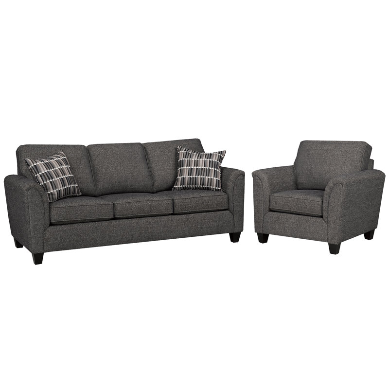 Ensemble de canapé et chaise Belknap, gris anthracite, Gris anthracite