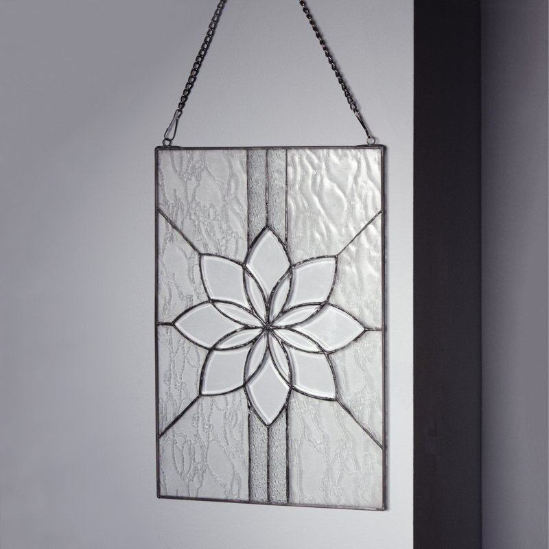 18" Clear Floral Handcrafted Glass Window Panel