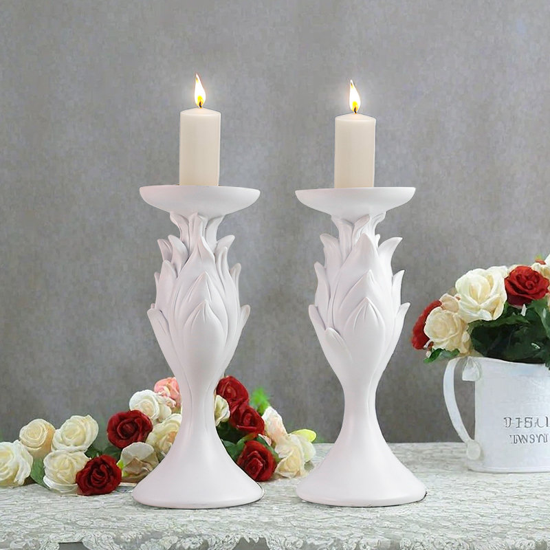 Ensemble de chandelles en dentelle blanche de 8,74 pouces de hauteur