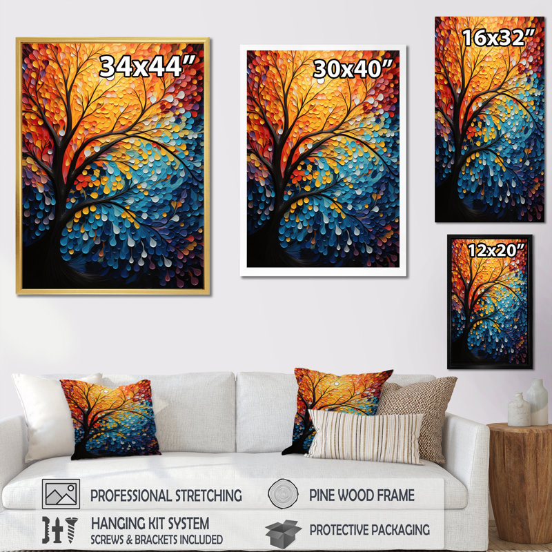 «Hardedge Art Sublime Tree Symmetry V», reproduction d'art sur toile abstraite FDP72669, Noir, H 20 po x l 12 po x P 1 po