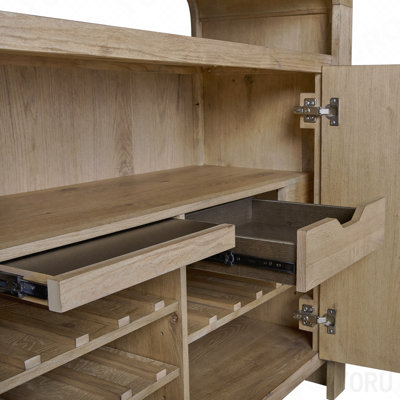 72" Console Table, Bowtie Design for Entryway/Living Room - Oak