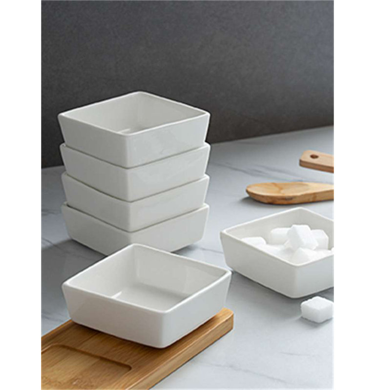 6 pièces Ramequins | Carré en porcelaine blanche de 6 oz à usage polyvalent