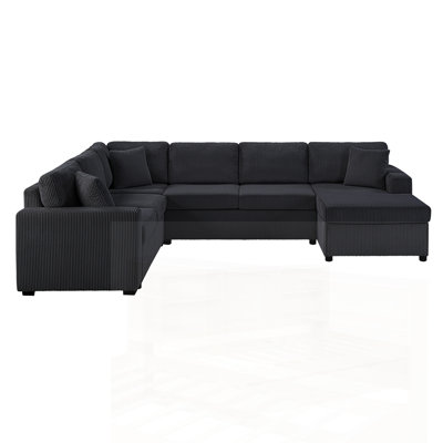Canapé modulaire surdimensionné en U avec méridienne et coussins décoratifs moelleux, parfait pour les salons confortables et élégants