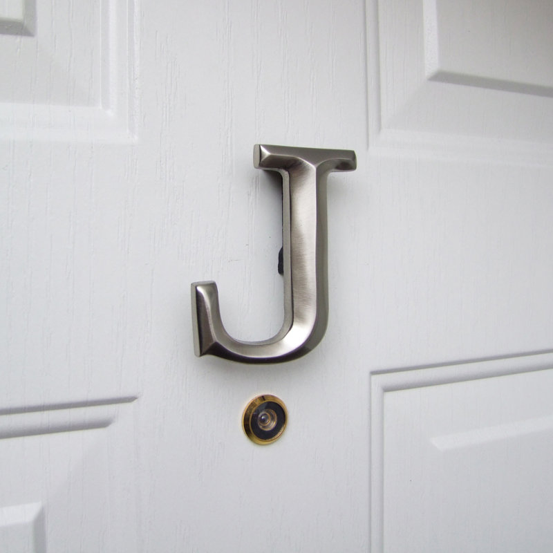 Heurtoir de porte lettre monogramme, Nickel, J