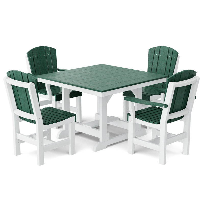 Ensemble de salle à manger 5 pièces 44 "x 44" Heritage, VERT GAZON / BLANC