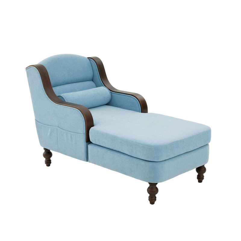 Chaise longue rembourrée avec poches latérales, Bleu clair