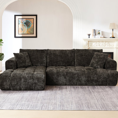 Canapé modulaire en chenille 4 en L, design moderne, aucun assemblage requis, chenille douce, support en éponge, plusieurs couleurs pour le canapé-lit minimaliste et luxueux, surface, options de couleurs de ressorts ensachés