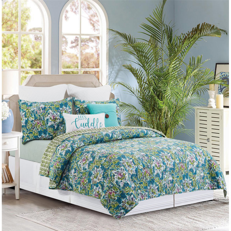 Violet Purple Cotton Reversible Quilt Set, Full/Queen Quilt + 2 Shams