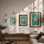Starfish In Teal Mid-Century - Print-2108106053-2108106075