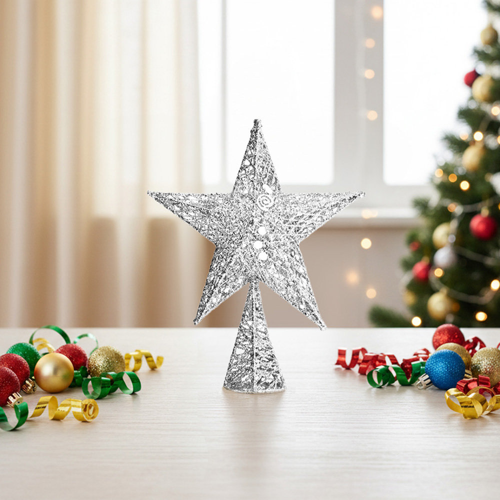Wrought Iron Christmas Tree Topper Star Ornament Home Decor