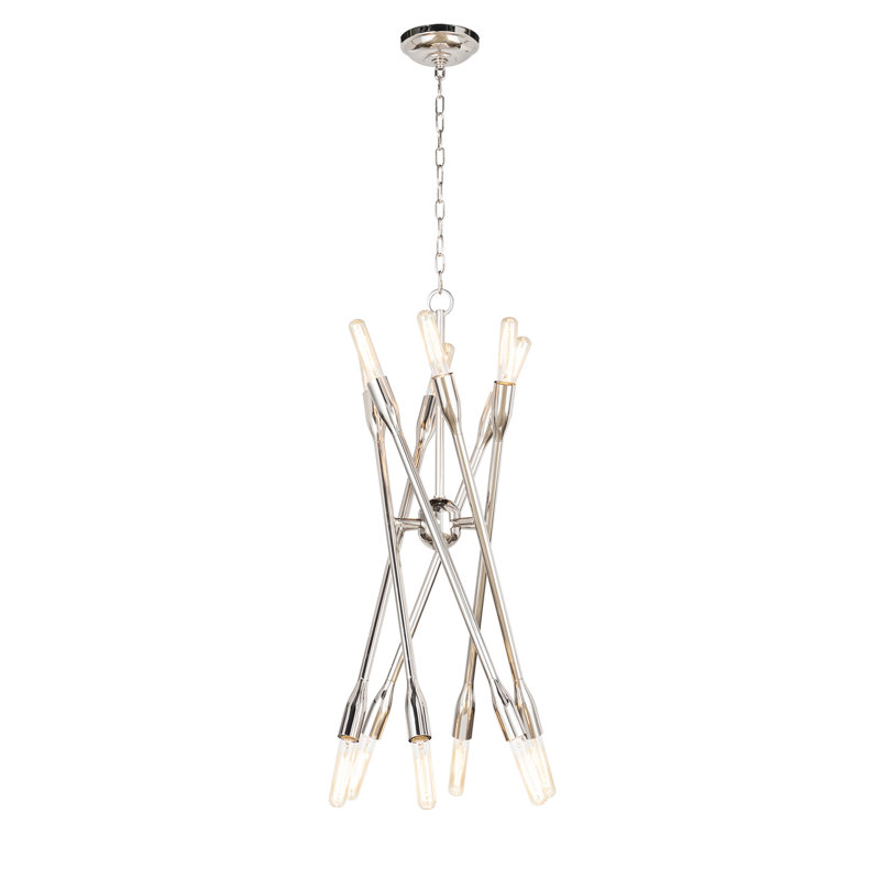 Cobra 12 - Light Chandelier, Polished Nickel, 24.75" H x 30.5" W x 30.5" D