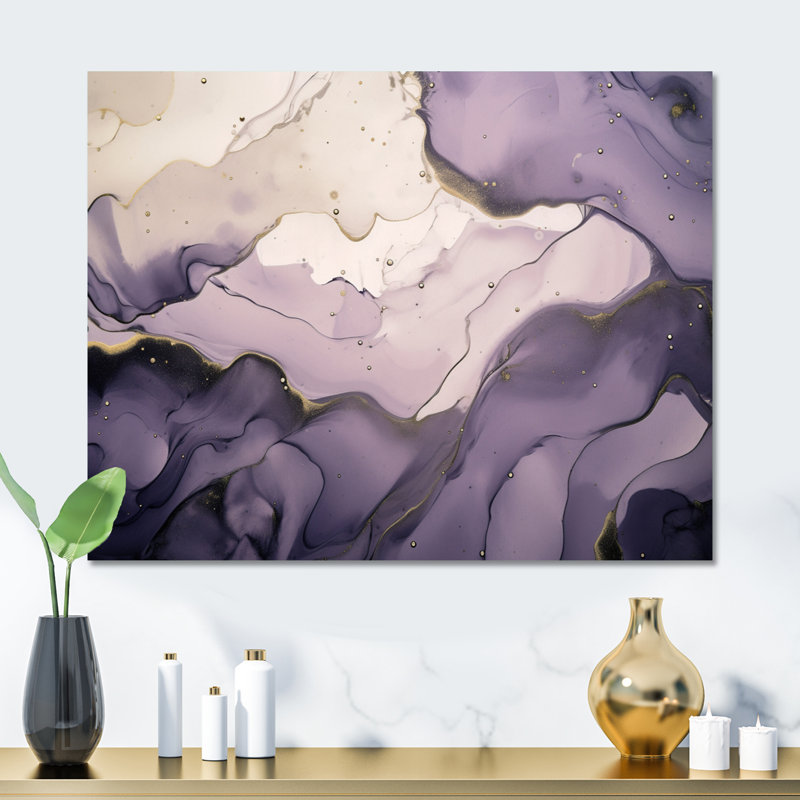 Nuage d'encre mauve et gris mauve - impression sur métal, H 24 po x l 32 po x P 1 po