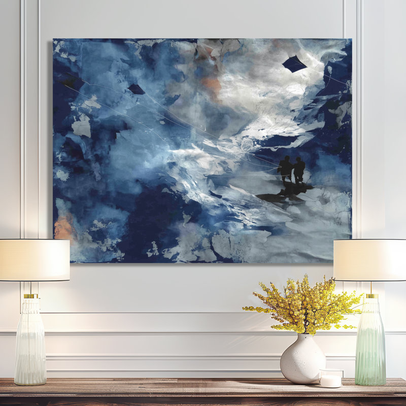 «Blue White Sturdy Guardians Accents With Grey», reproduction d'art sur toile abstraite, H 30 po x l 40 po, Toile tendue