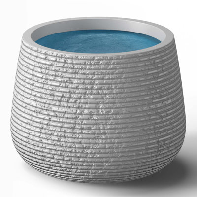 Grand pot à fleurs rond en béton avec trous de drainage (intérieur amélioré)