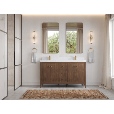 Meuble-lavabo double 60 po avec plateau Atlanta