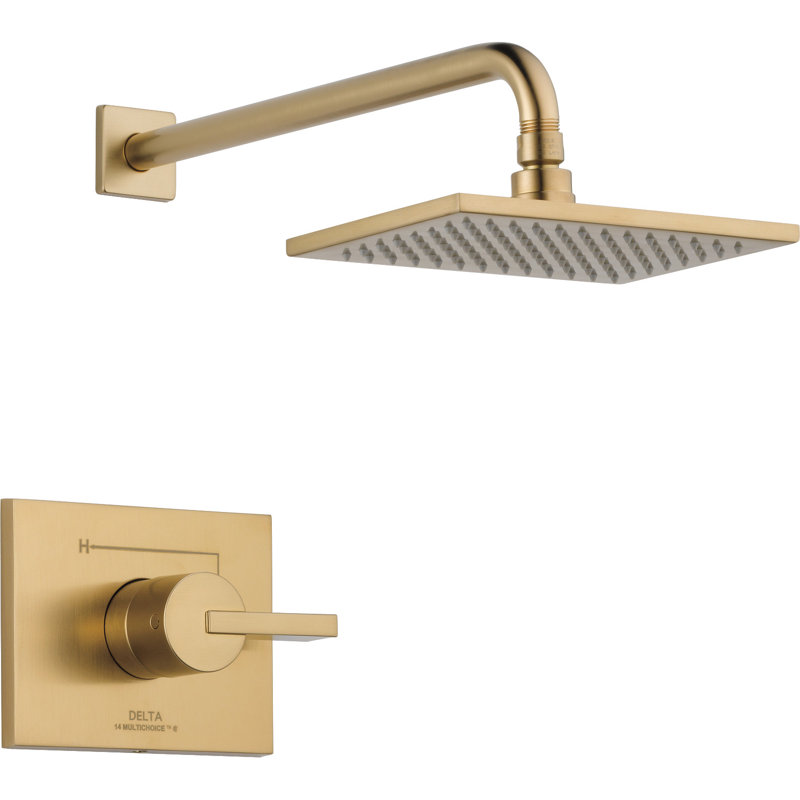 Ensemble de robinet de douche à pluie Vero 14 Series, ensemble de pomme de douche et poignées en or brossé, ensemble de garniture de valve, bronze champagne (valve non incluse)
