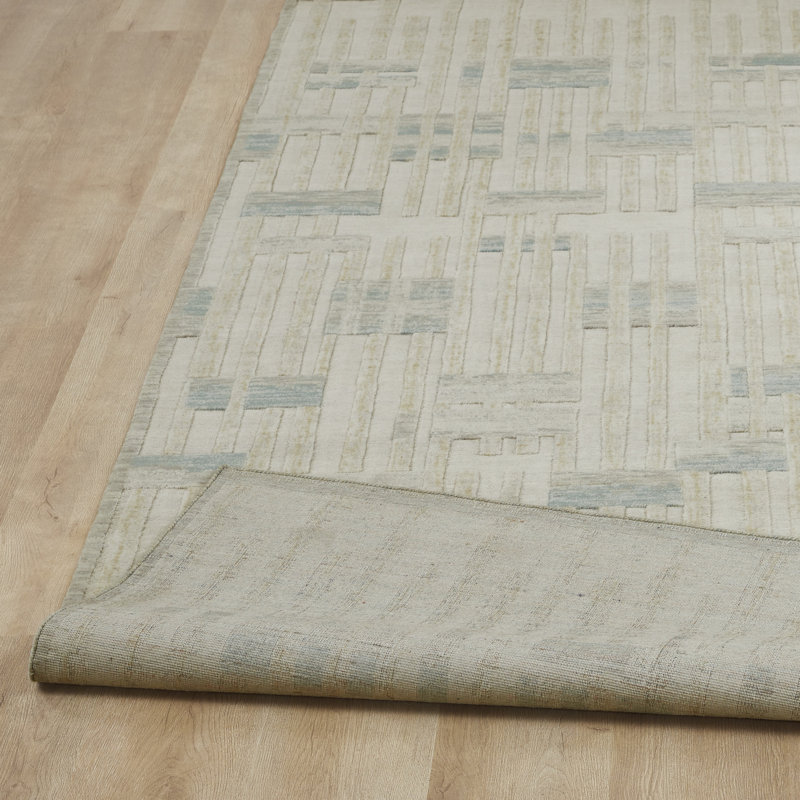 Anissa Power Loom Wool Area Rug, Runner 2'6" x 12', Cream/Sand/Azure Abstract