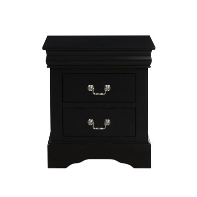 Table de chevet 2 tiroirs en bois avec finition noire