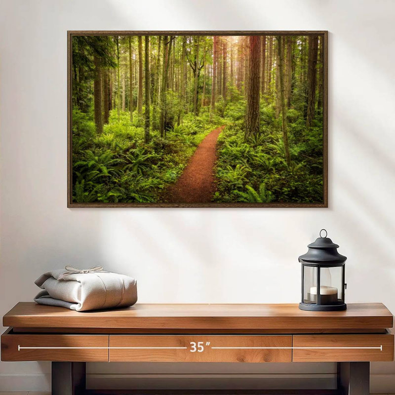 Washington Rainforest, 25 po x 17 po, Cadre flottant en noyer