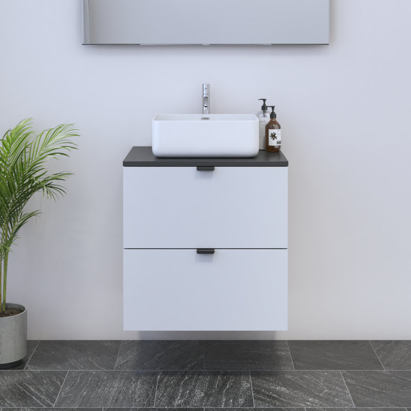 Kareema 23.6'' Single Bathroom Vanity with Top, Black