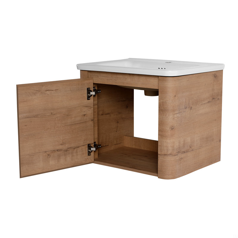 Meuble-lavabo mural 24 po avec lavabo en céramique et porte à fermeture en douceur 24 po, 24"
