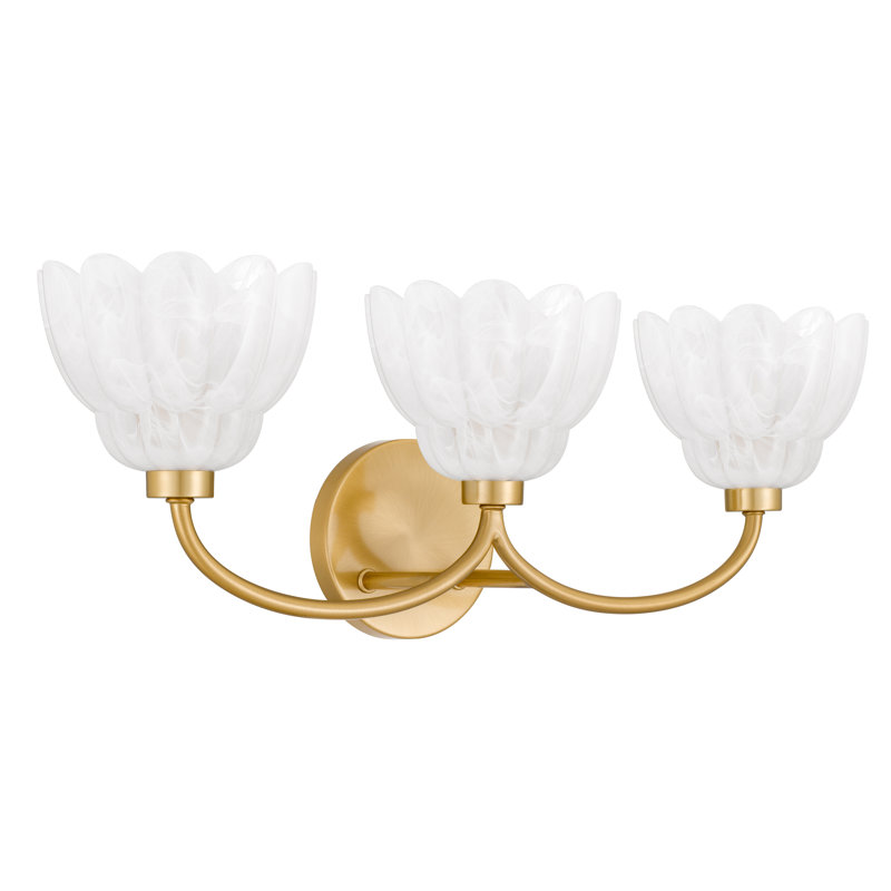 Éclairage pour salle de bain 3 lumières Whitecap, Blanc, Or brossé, Trois lumières