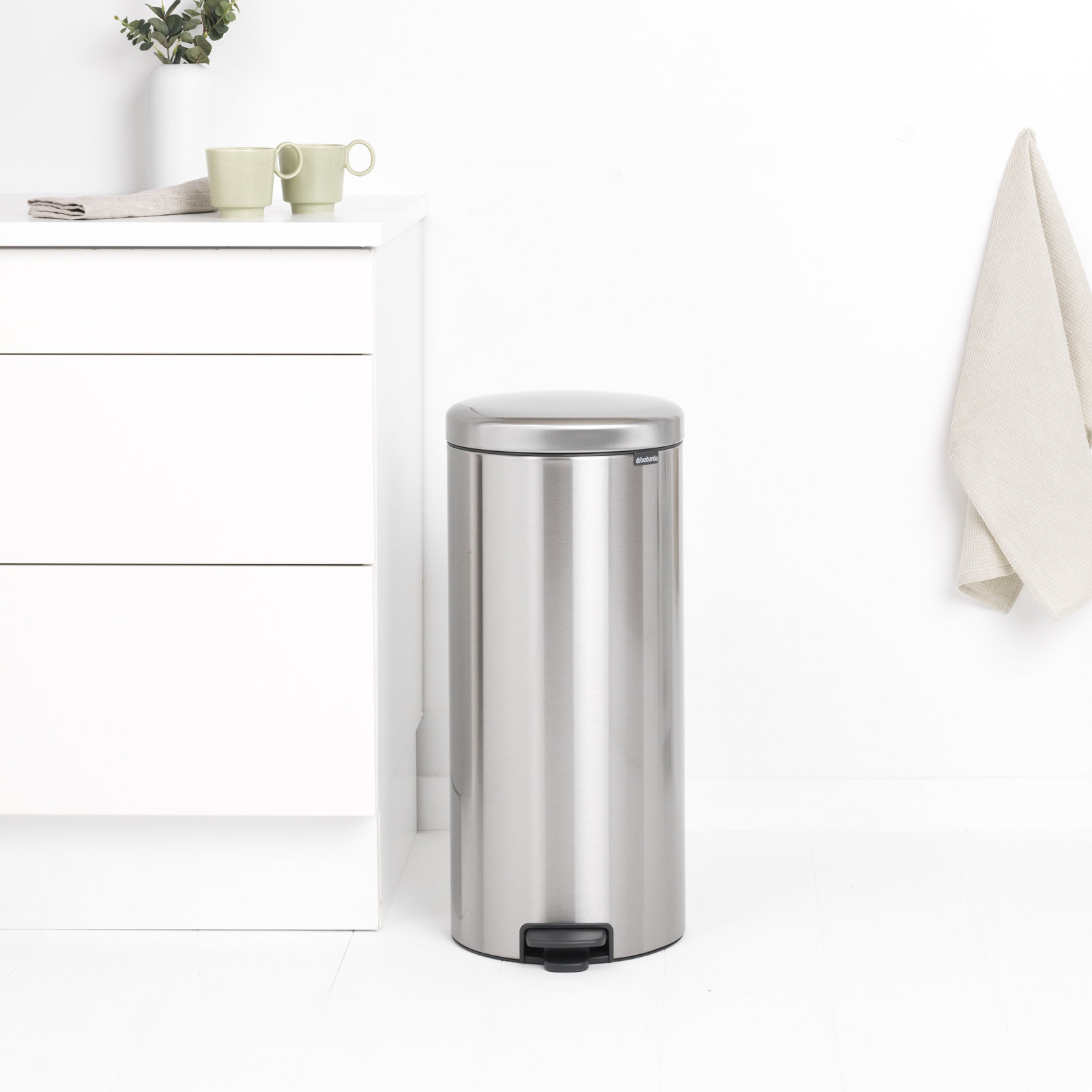 Brabantia Newicon 8gal Step-On Trash Can, Matte Steel Fingerprint Proof