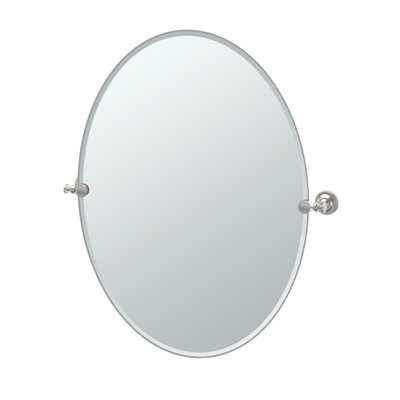 Tavern Wall Mount Frameless Oval Bathroom Vanity Mirror | Pivoting (Tilting) and Beveled Wall Mirror