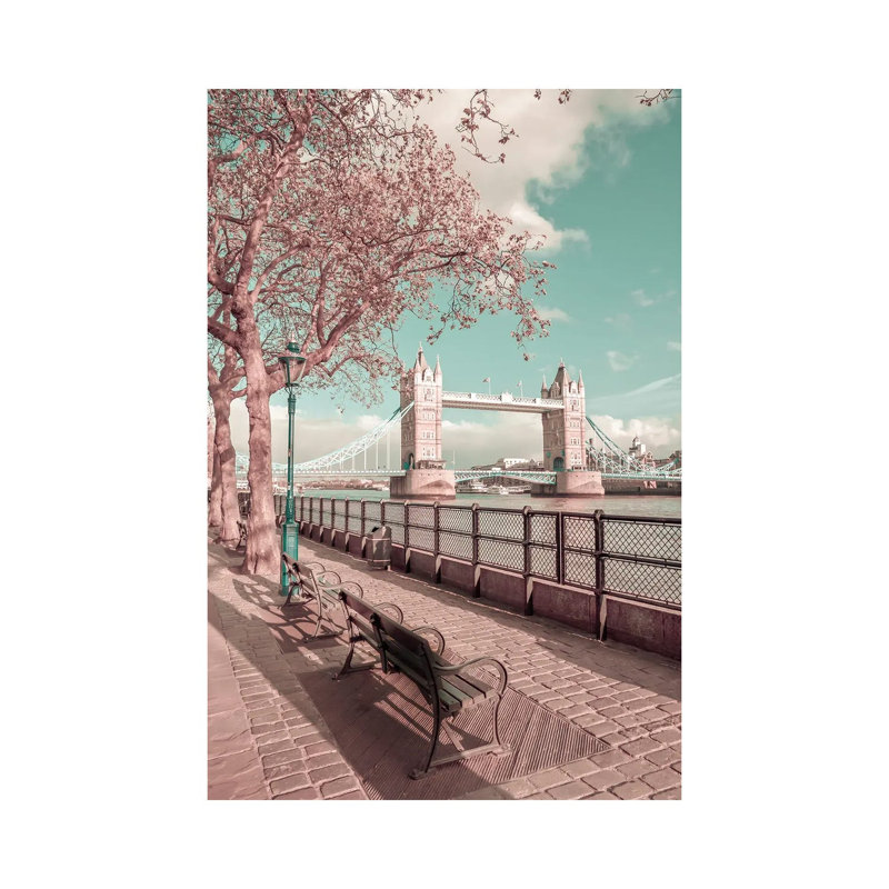 London Thames Riverside And Tower Bridge by Melanie Viola - Wrapped Canvas Print, 20.32 cm H x 30.48 cm W