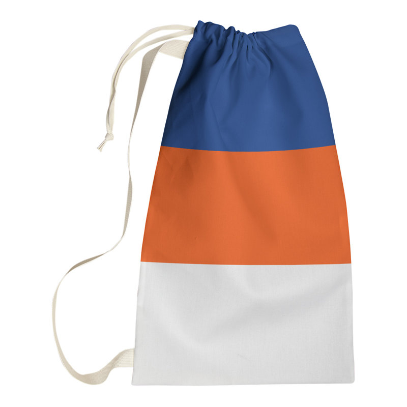 Fabric Laundry Bag with Handles, 29" H x 18" W x 1.5" D, Royal Blue/Orange/White