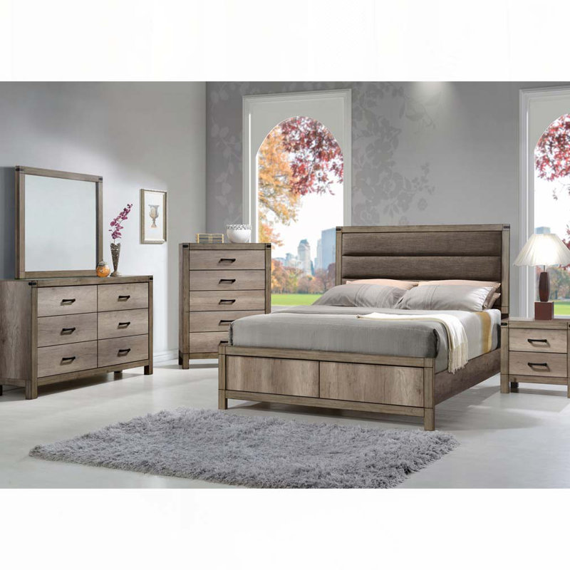 Upholstered Low Profile Bed, Queen