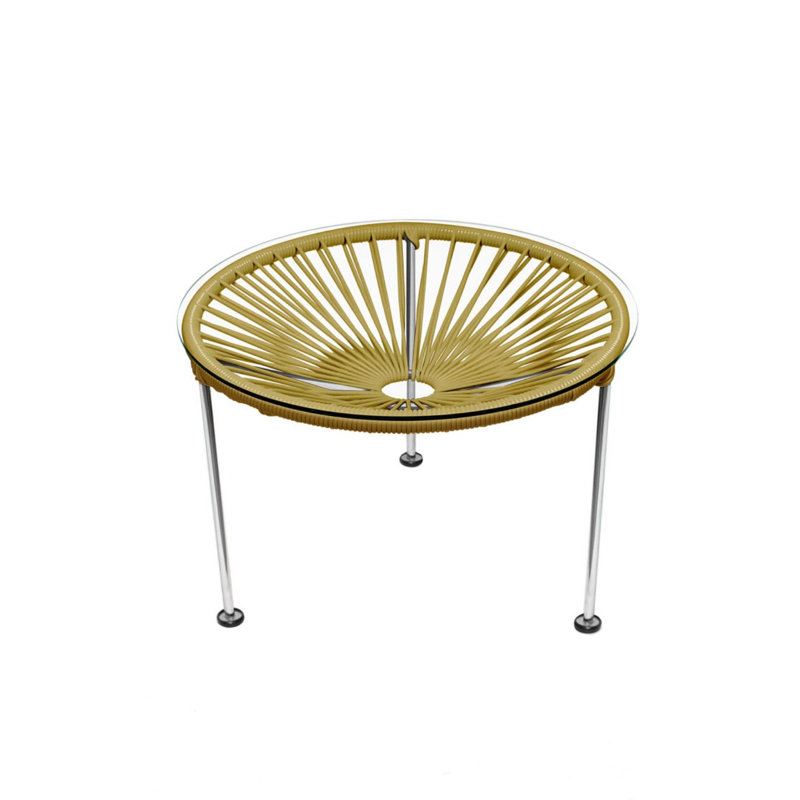 Zicatela Indoor Handmade Coffee Table, Gold, Chrome