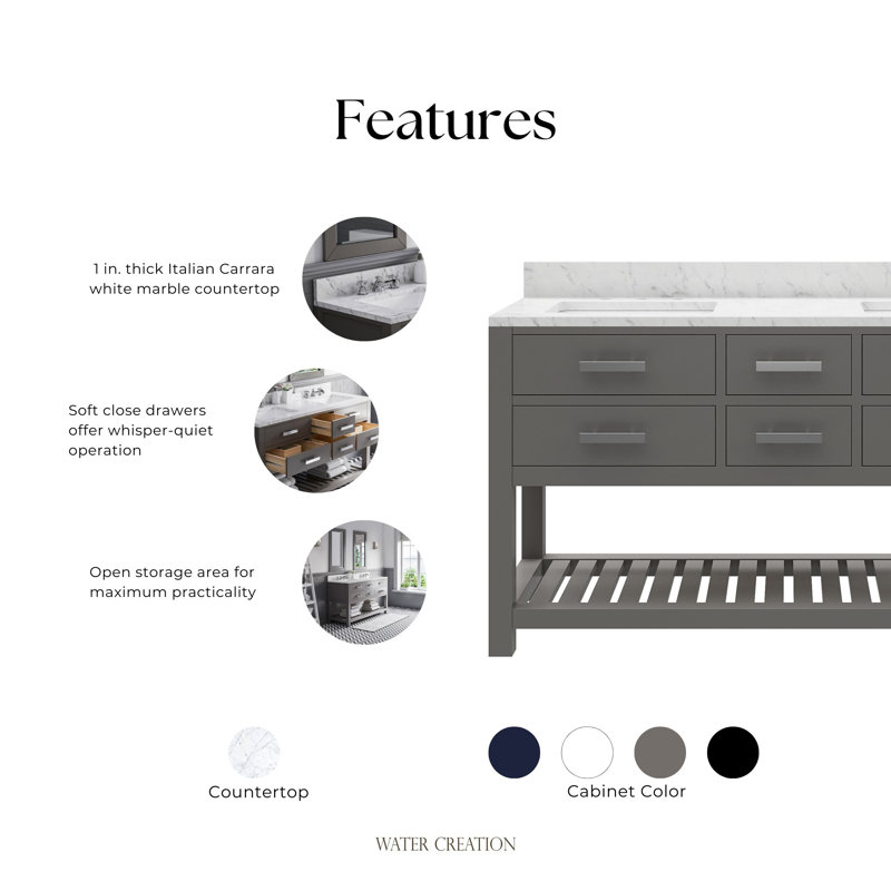 Madalyn 60" Double Sink Bathroom Vanity Set, Cashmere Gray