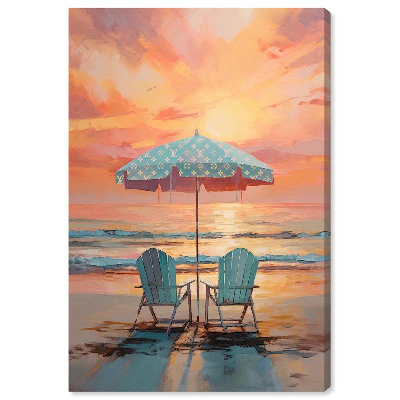 Sunset Beach View 16" x 24" Gallery Wrapped Canvas Wall Art