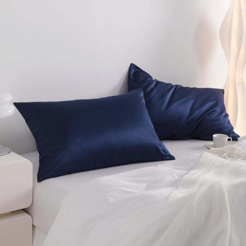 Satin Pillowcases, Zippered Pillow Cases for Hair and Skin - NTBAY, Queen, Navy Blue