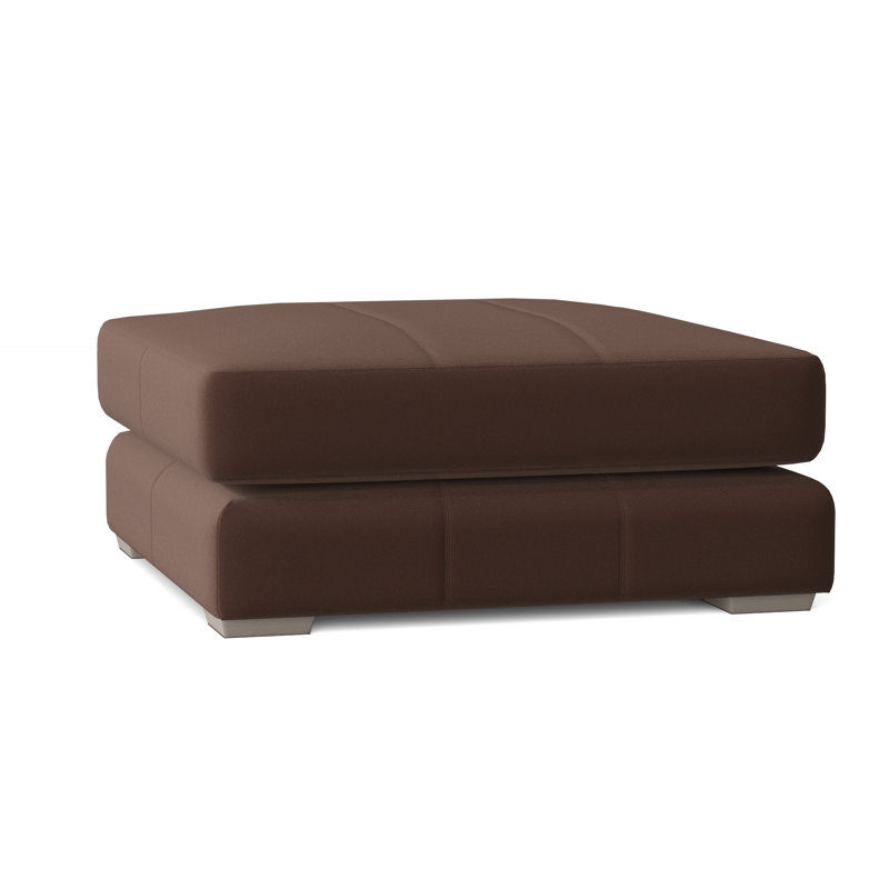 Dawkins 40.5'' Wide Genuine Leather Square Standard Ottoman, Light Grey Leather 202-010, Blanca