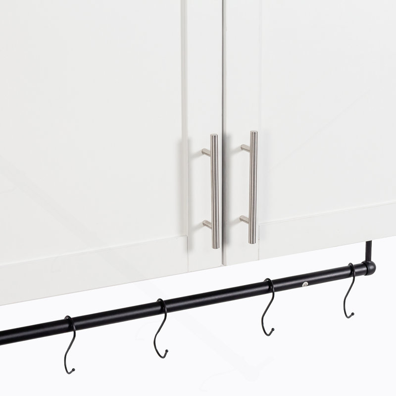 Armoire murale de salle de bain avec tablette réglable, barre à serviettes, 5 crochets, armoire de rangement au-dessus de la toilette pour la salle de bain, cuisine, blanc
