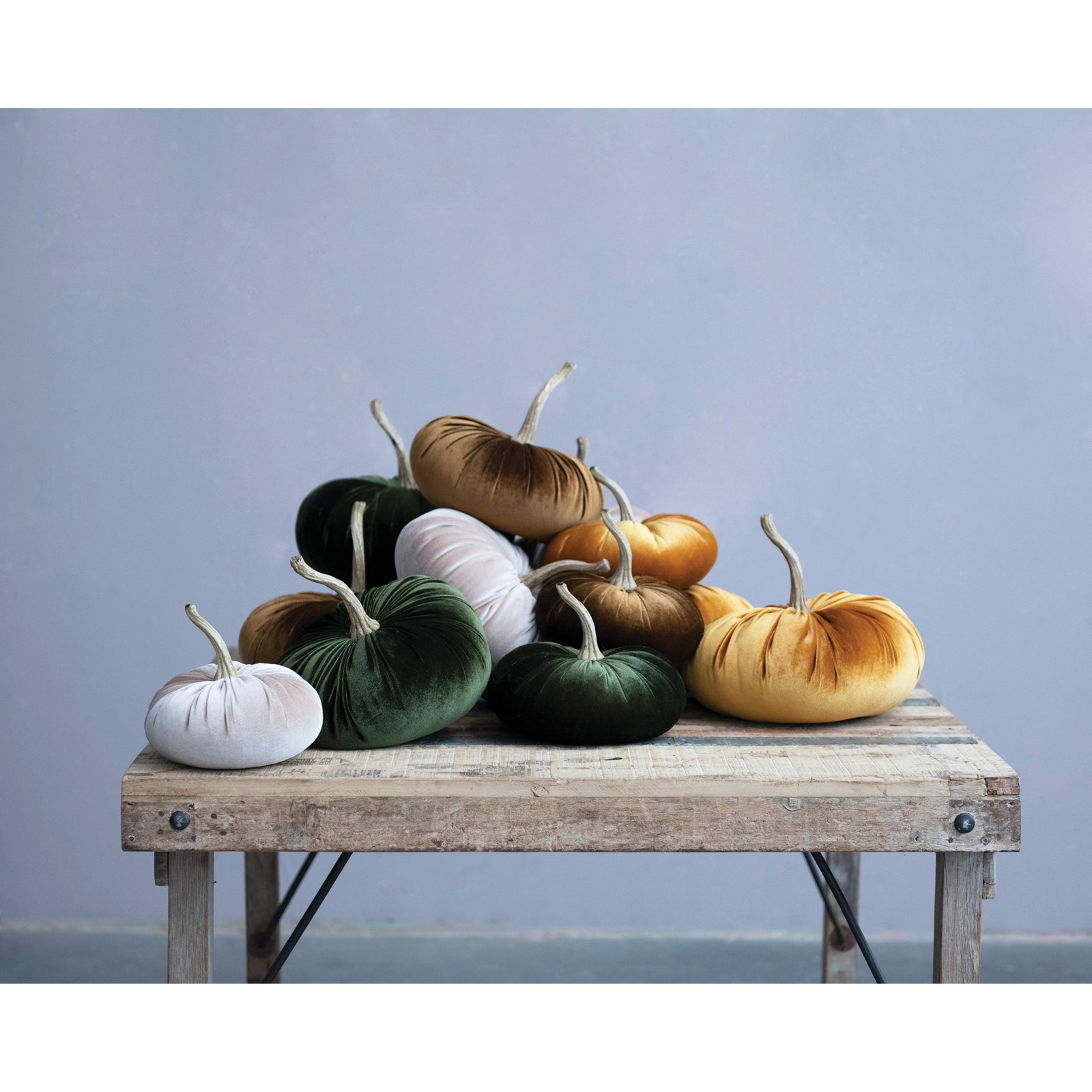 Decorative Velvet Pumpkin With Resin Stem, Brown