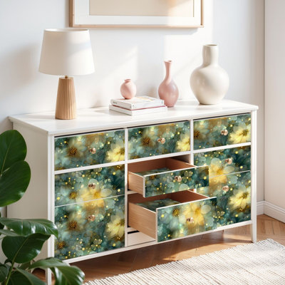 Papier peint auto-adhésif à motif de vignes lumineuses à motif floral botanique auto-adhésif et amovible 17,7 po x 118 po (45 x 300 cm)